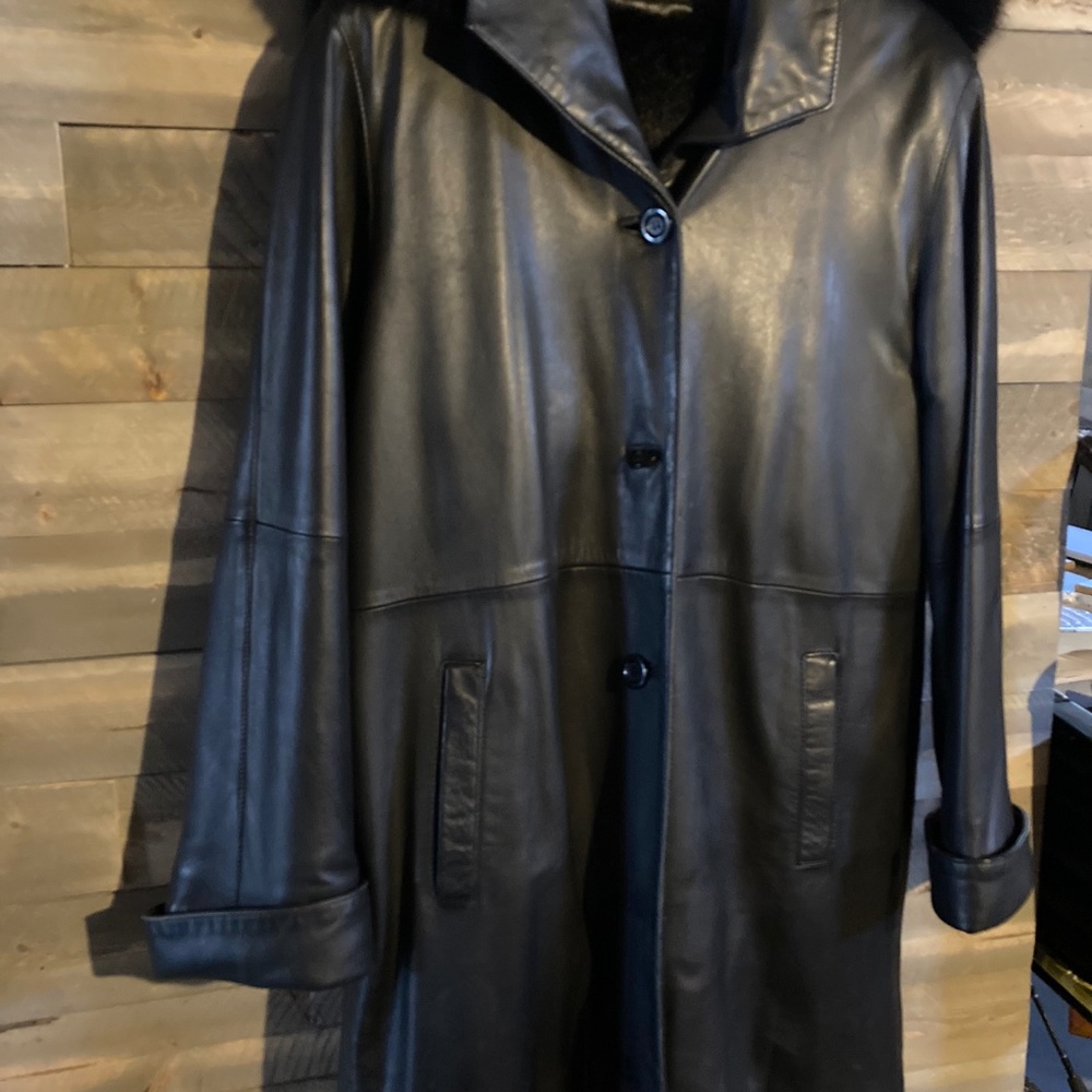 Leather and fur coat
